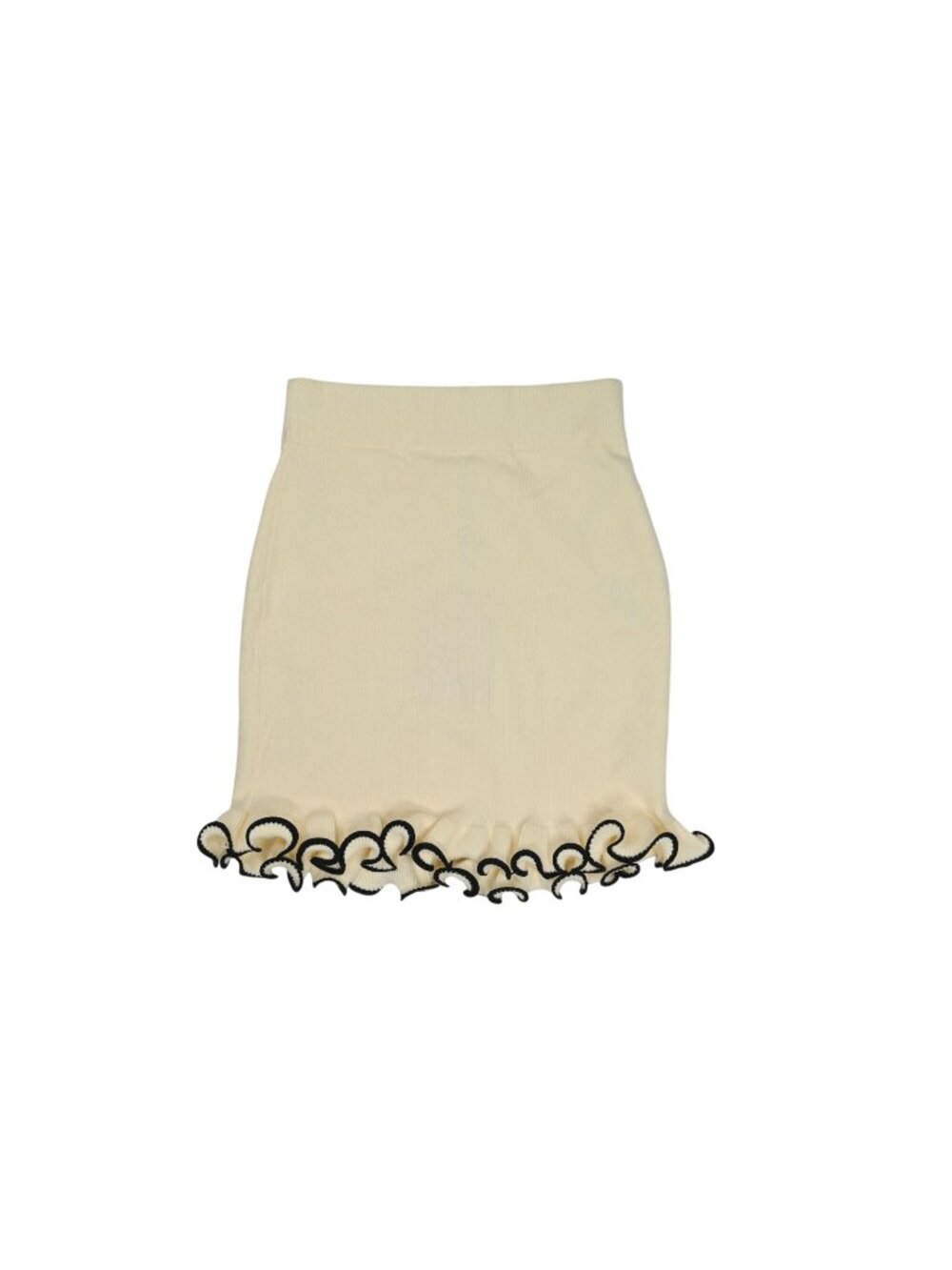 Aves Les Filles Ruffle Trim Knit Mini Skirt in Cream